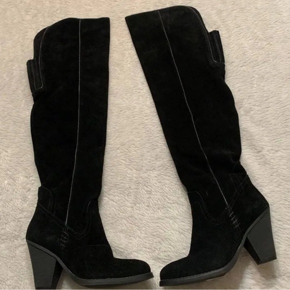 NEW MIA BLACK SUEDE KNEE HIGH BOOTS 9.5 - Picture 2 of 10